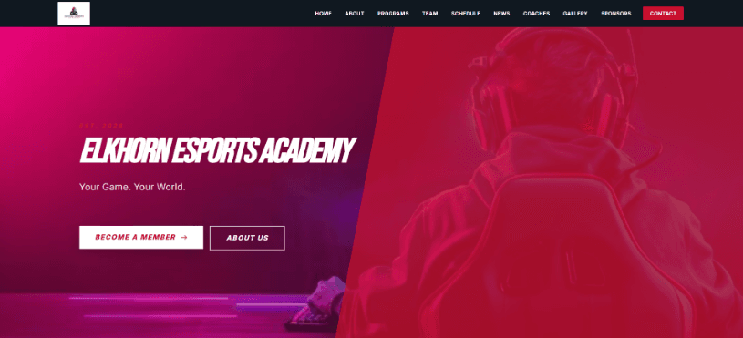 Elkhorn Esports Academy website built with Waresport