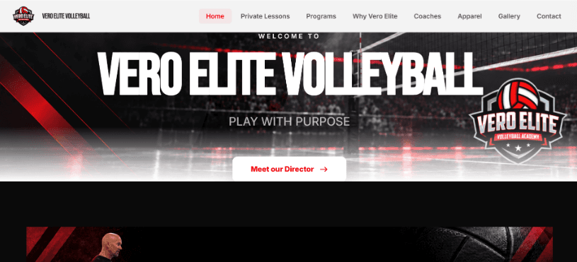 Vero Elite Volleyball Academy website built with Waresport